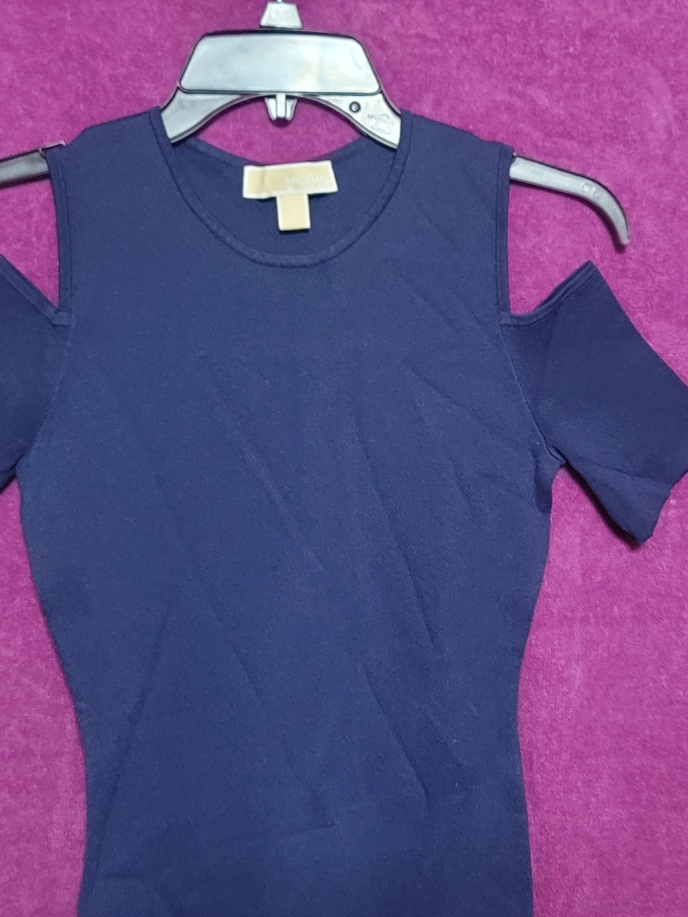 Michael Kors Navy Cold-Shoulder Ribbed Tank